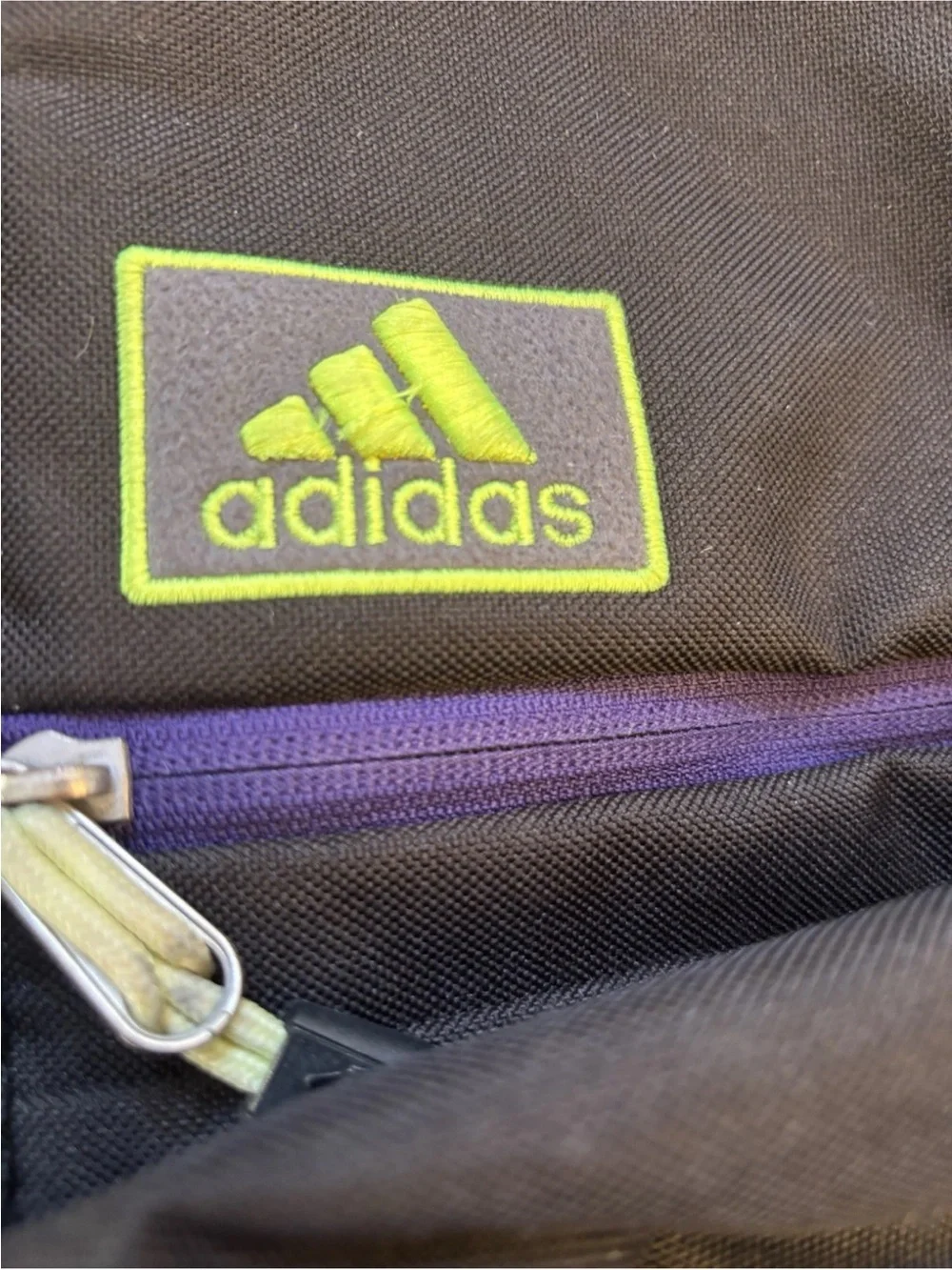 Adidas Black Purple Green Laptop Backpack Athletic School Bag - Picture 3 of 8